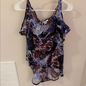 Flowy high low Blue and Orange Abstract Camisole
